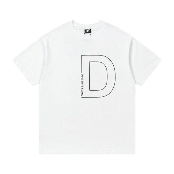 White Short-Sleeved T-Shirt With Letter Print Descente